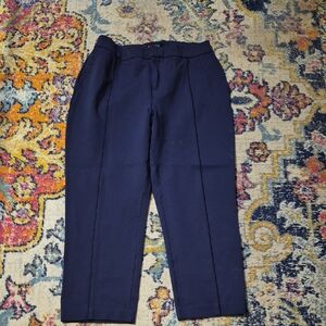 Eloquii Navy Blue Crop Pant with Front Seam